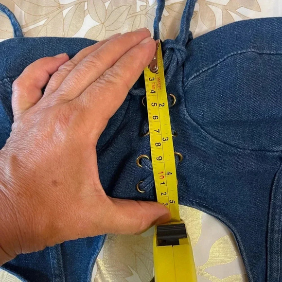 Crop Top Women Summer Sexy Denim
Lace Up Bandage Camisole Female size L(S/M) - Picture 6 of 7